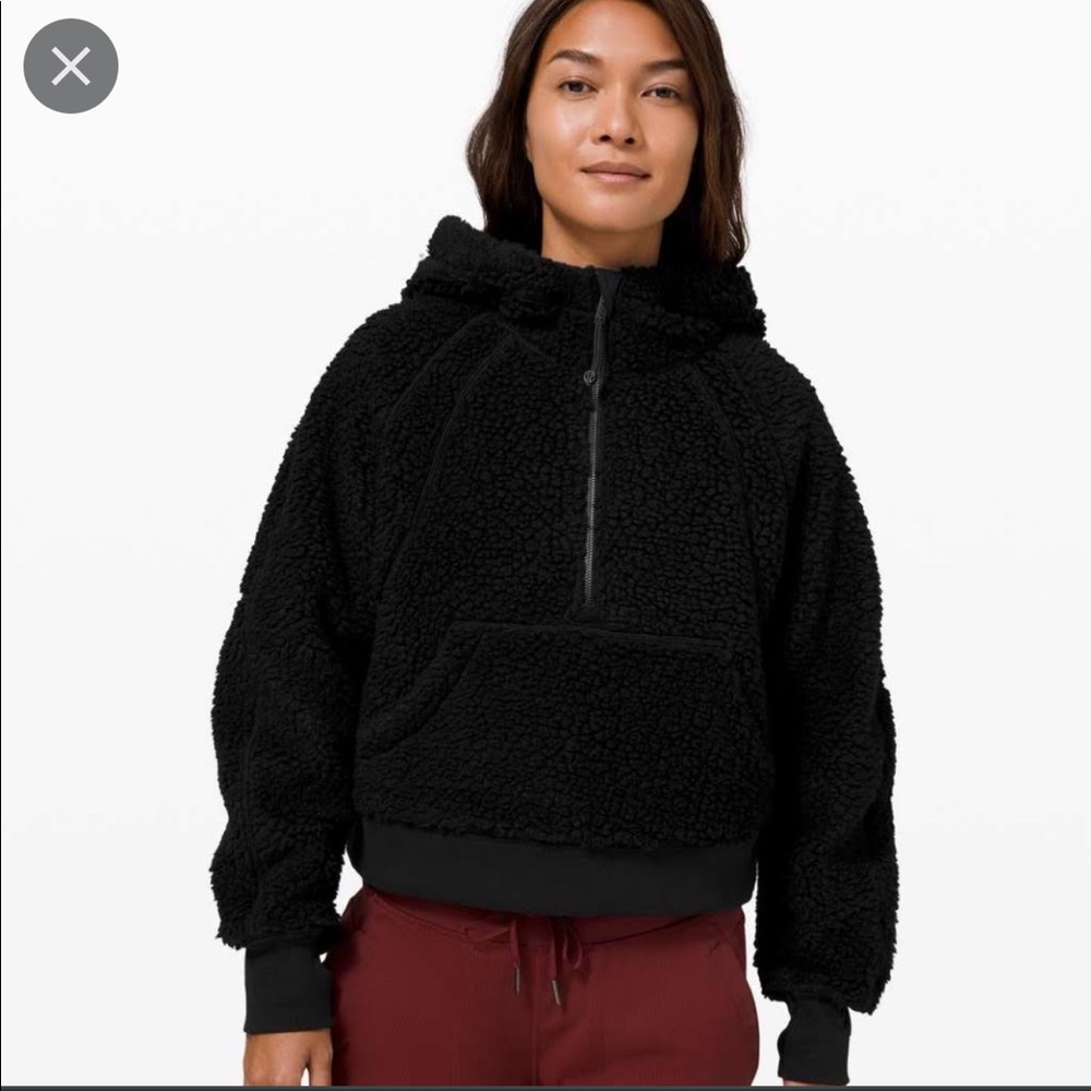 Lululemon Black Scuba Oversized Sherpa 1/2 Zip Hoodie